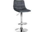 Sgabello Da Bar Regolabile In Velluto - Sgabello Elegante - Comfort Girevole A 360° | Colore: Grigio Scuro, Colore Base: Cromo