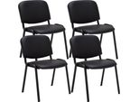 Set Di 4 Sedie Per Visitatori - Sedie Beurs - Comoda Seduta Trapuntata, Colore: Nero