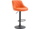 Elegante Sgabello Da Bar - Sgabello - Rivestimento In Pelle Finta, Girevole A 360°, Regolabile In Altezza | Colore: Arancione | Colore Base: Nero