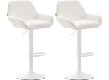 Set Di 2 Sgabelli Da Bar - Sedute In Pelle Finta - Comfort Girevole A 360° | Colore: Bianco | Colore Base: Bianco