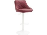 Elegante Sgabello Da Bar - Sgabello - Rivestimento In Pelle Finta, Girevole A 360°, Regolabile In Altezza | Colore: Rosso Bordeaux | Colore Base: Bianco