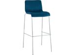 Sgabello Da Bar In Velluto - Sedia In Velluto - Comfort Di Seduta Ergonomico - Blu - Struttura A 4 Gambe Cromata