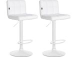 Set Di 2 Sgabelli Da Bar In Pelle Finta - Sgabelli Da Cucina - Comfort Regolabile | Colore: Bianco | Colore Base: Bianco