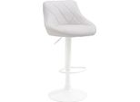 Elegante Sgabello Da Bar - Sgabello - Rivestimento In Pelle Finta, Girevole A 360°, Regolabile In Altezza | Colore: Bianco | Colore Base: Bianco