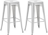 Set Di 2 Sgabelli Da Bar - Sgabelli Alti - Impilabili, Design Salvaspazio | Colore: Argento