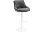 Elegante Sgabello Da Bar - Sgabello - Rivestimento In Pelle Finta, Girevole A 360°, Regolabile In Altezza | Colore: Grigio | Colore Base: Bianco