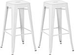 Set Di 2 Sgabelli Da Bar - Sgabelli Alti - Impilabili, Design Salvaspazio | Colore: Bianco