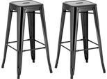 Set Di 2 Sgabelli Da Bar - Sgabelli Alti - Impilabili, Design Salvaspazio | Colore: Nero