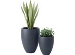 Set Di 2 Fioriere Rotonde - Vasi Da Fiori - Materiale In Fibra Resistente Alle Intemperie