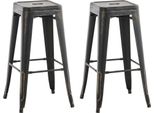 Set Di 2 Sgabelli Da Bar - Sgabelli Alti - Impilabili, Design Salvaspazio | Colore: Nero E Oro