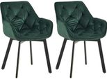 Set Di 2 Sedie Da Pranzo In Velluto - Sedie Da Cucina - Comfort Di Seduta Girevole A 180° - Verde