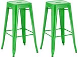 Set Di 2 Sgabelli Da Bar - Sgabelli Alti - Impilabili, Design Salvaspazio | Colore: Verde
