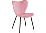 Sedia Da Pranzo In Velluto Rosa - Sedia A Secchiello - Seduta Confortevole - Struttura In Metallo Nero