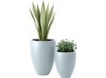 Set Di 2 Vasi Da Fiori Rotondi - Fioriere - Fibro Argilla Resistente, Resistente Agli Agenti Atmosferici