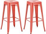 Set Di 2 Sgabelli Da Bar - Sgabelli Alti - Impilabili, Design Salvaspazio | Colore: Rosso