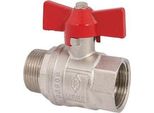 Js Kugelhahn,Voller Durchg.,Dn20 Agxig3/4",65Mm,Flueg-Gr.Rot,Vern."
