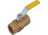 Js Kugelhahn, Schwer, Dn15, 1/2" Bl 58Mm,St-Gr.Gelb,Ms-Blank,Dvgw"