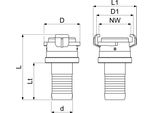 Js Schnellkupplung Mit Konter-Mu Dn25,1",Messing,Ktw+W270"