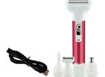 Inf Rasoio Elettrico 5-In-1 Rosso Per Donna: Ricaricabile, Rifinitore Capelli