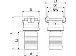 Js Schnellkupplung Mit Konter-Mu Dn32,1 1/4",Messing,Ktw+W270"