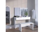 Vicco Tavolo Da Toeletta Azur, 120 Cm Senza Specchio, Con Panca, Bianco