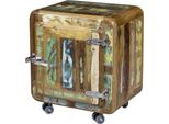 MASSIVMOEBEL24 | Freezy #05 Comodino In Legno Riciclato - Laccato / Multicolore 50X38X56