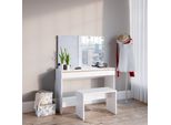 Vicco Tavolo Da Toeletta Emma, 120 Cm Con Illuminazione A Led E Panca, Bianco