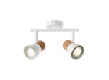 Brilliant Lampe Moka Spotrohr 2Flg Weiß Matt/Braun 2X PAR51, GU10, 10W, Geeignet FüR Reflektorlampen (Nicht Enthalten) KöPfe Schwenkbar
