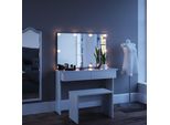 Vicco Tavolo Da Toeletta Azur, 120 Cm Con Illuminazione A Led E Panca, Bianco