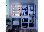Vicco Tavolo Da Toeletta Isabelle, 140 Cm Con Led, Sgabello E Armadio, Bianco