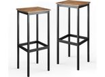 Vicco Set Di 2 Sgabelli Da Bar Fyrk, 32 X 78 Cm 2 Parti, Rovere Rustico/Nero