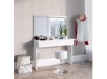 Vicco Tavolo Da Toeletta Azur, 120 Cm Con Specchio E Sgabello A Led, Bianco