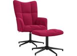 Vidaxl Poltrona Relax Con Sgabello In Velluto Rosso Vino