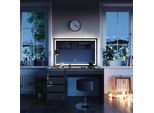 Vicco Tavolo Da Toeletta Sherry, 120 Cm Con Specchio E Sgabello A Led, Antracite Lucido