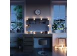 Vicco Tavolo Da Toeletta Sherry, 120 Cm Con Illuminazione Led E Sgabello, Grigio Lucido