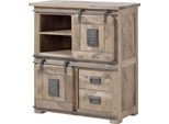 MASSIVMOEBEL24 | Highboard Mango 90X45X100 Beige Lackiert Railway #3005