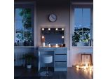 Vicco Tavolo Da Toeletta Sherry, 90 Cm Con Illuminazione Led E Sgabello, Bianco Lucido