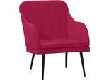 Vidaxl Poltrona Rosso Vino 63X76X80 Cm In Velluto