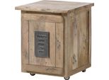 MASSIVMOEBEL24 | Nachttisch Mango 50X50X60 Beige Lackiert Railway #3002