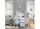 Vicco Tavolo Da Toeletta Sherry, 90 Cm Con Sgabello, Bianco Lucido