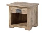 MASSIVMOEBEL24 | Nachttisch Mango 50X40X45 Beige Lackiert Railway #387