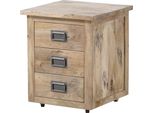 MASSIVMOEBEL24 | Nachttisch Mango 50X50X60 Beige Lackiert Railway #3003