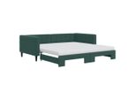 Vidaxl Letto Da Giorno Allungabile Con Materassi Verde Scuro 100X200 Cm In Velluto
