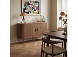 Buffet A 2 Ante In Melaminico E Acciaio 140 Cm Noce - Oviala Marius