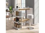 Vicco Tavolo Bar Con Sgabelli Dana, 108 X 50 Cm Con 2 Sgabelli Da Bar, Rovere Bianco/Dorato