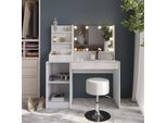 Vicco Tavolo Da Toeletta Sherry, 119.8 Cm 7 Parti, Bianco/Bianco Lucido