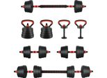Vidaxl Set Di Manubri 4 In 1 Nero E Rosso 121 X 19,5 X 19,5 Cm