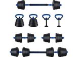 Vidaxl Set Di Manubri 4 In 1 Nero E Blu 121 X 19,5 X 19,5 Cm