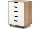 Mobiletto Portadocumenti Con 5 Cassetti, Ruote Girevoli A 360°, 48X39,5X65,5 Cm