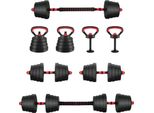 Vidaxl Set Di Manubri 4 In 1 Nero E Rosso 121 X 19,5 X 19,5 Cm